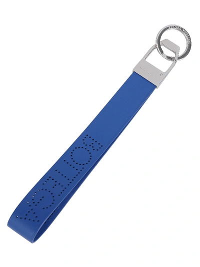 Bottega Veneta Logo Engraved Key Chain In Blue