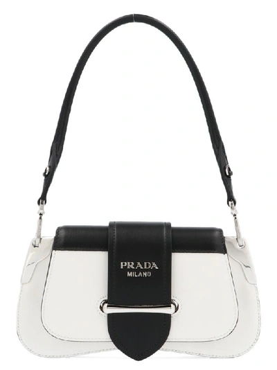 Prada Sidonie Mini Two-tone Leather Shoulder Bag In White