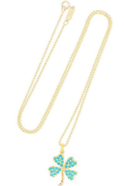 Jennifer Meyer Clover 18-karat Gold Turquoise Necklace