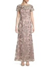 Js Collections Embroidered Lace A-line Gown In Maple Sugar