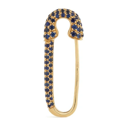 Anita Ko Yellow Gold And Blue Sapphire Safety Pin Single Earring