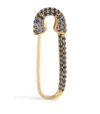 ANITA KO YELLOW GOLD AND BLUE SAPPHIRE SINGLE SAFETY PIN EARRING,14868786