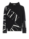Valentino Vltn Macrogrid Hoodie In Ni Nero/bianco