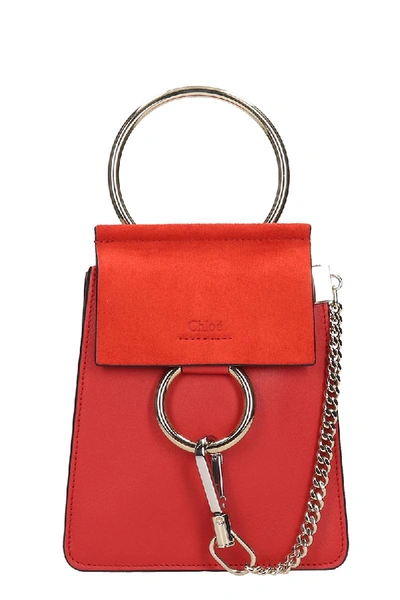 Chloé Faye Braccialet Shoulder Bag In Red Suede And Leather