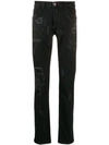 Philipp Plein Straight Supreme Skull Jeans In Black