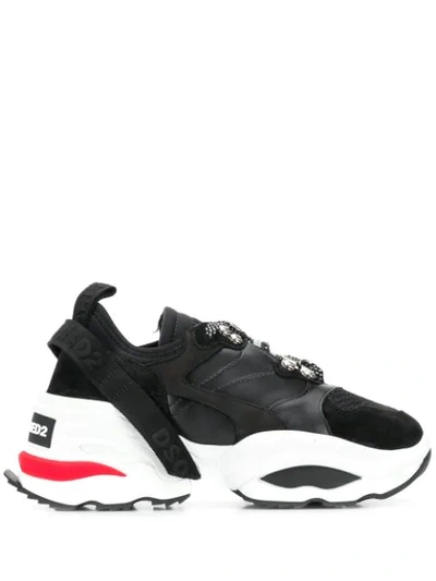 Dsquared2 70mm The Giant K2 Mesh & Suede Sneakers In Black