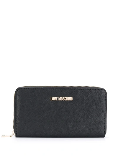 Love Moschino Zip Around Faux Leather Black Wallet
