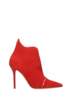 MALONE SOULIERS CORA MS 100 HIGH HEELS ANKLE BOOTS IN RED SUEDE,10994216