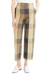 THEORY CHECK COTTON & SILK STRAIGHT CROP TROUSERS,J0604206