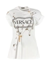 VERSACE LOGO PRINT COTTON T-SHIRT,10994879