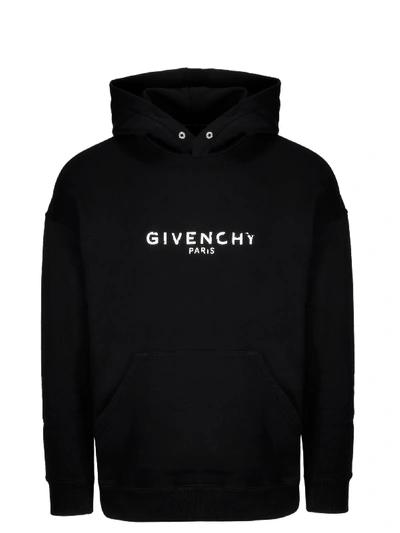 Givenchy Iridescent Logo-print Cotton-jersey Hoody In Black