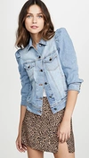 Retroféte Ada Puff-sleeve Distressed Denim Jacket In Denim-lt