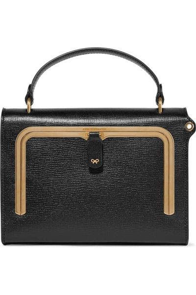 Anya Hindmarch Postbox Small Textured-leather Tote In Black