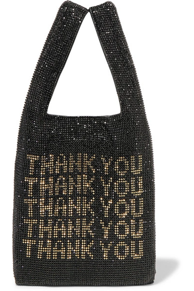 Alexander Wang Wangloc Mini Crystal-embellished Mesh Tote In Black