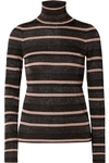 ULLA JOHNSON GENIE STRIPED METALLIC KNITTED TURTLENECK SWEATER