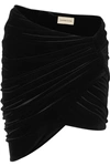 ALEXANDRE VAUTHIER DRAPED STRETCH-VELVET MINI SKIRT