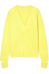 Tibi V-neck Pullover Sweater With Arm Band Cuffs In Yellow