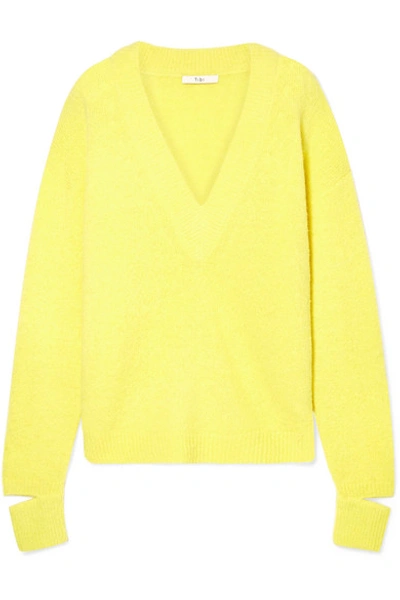 Tibi V-neck Pullover Sweater With Arm Band Cuffs In Yellow