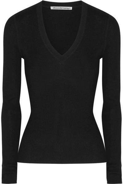Alexander Wang T Wash & Go Merino Wool Sweater In Black