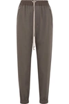 RICK OWENS COTTON-TRIMMED WOOL TRACK PANTS