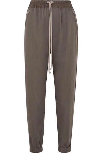 Rick Owens Cotton-trimmed Wool Track Pants In Light Gray