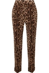 DOLCE & GABBANA LEOPARD-PRINT WOOL-BLEND STRAIGHT-LEG trousers