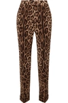 Dolce & Gabbana Animal Print Wool Trousers In Brown