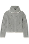 FENDI POINTELLE-KNIT SILK, MOHAIR AND CASHMERE-BLEND TURTLENECK SWEATER