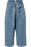 LOEWE CROPPED BELTED HIGH-RISE WIDE-LEG JEANS