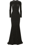 BALENCIAGA POLKA-DOT STRETCH-VELVET GOWN