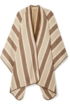 THE ROW MERLYN SUEDE-TRIMMED STRIPED CASHMERE AND SILK-BLEND CAPE