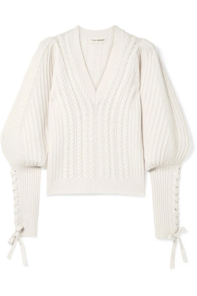 Ulla Johnson Brisa Lace-up Wool And Cashmere-blend Jumper In Cream