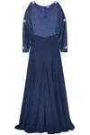 ALEXIS MABILLE EMBELLISHED COLD-SHOULDER SATIN GOWN