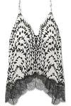 GIVENCHY PRINTED LACE-TRIMMED SILK CREPE DE CHINE CAMISOLE
