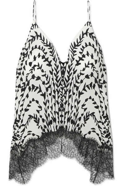 Givenchy Printed Lace-trimmed Silk Crepe De Chine Camisole In White