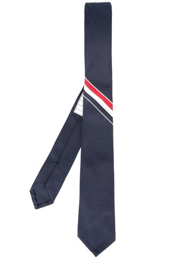 Thom Browne Grosgrain Stripe Tie In Blue