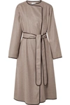 THE ROW HELGA LEATHER-TRIMMED CASHMERE COAT