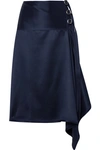 SIES MARJAN TAMIKO DRAPED WRAP-EFFECT SATIN-TWILL MIDI SKIRT