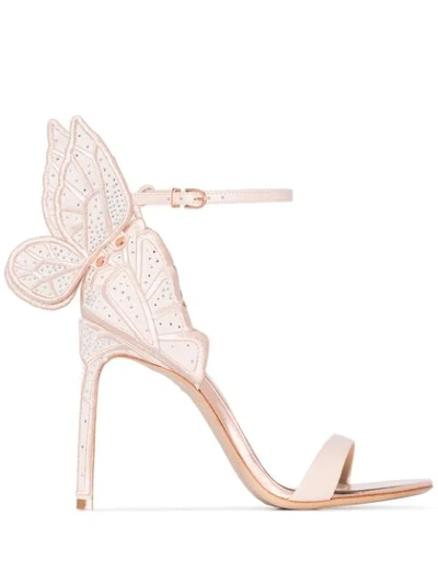 Sophia Webster Chiara Butterfly Embellished Mesh & Leather Sandals In Neutrals
