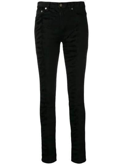 Saint Laurent Zebra Print Jeans In Black