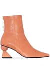 Yuul Yie 70mm Amoeba Leather Ankle Boots In Apricot