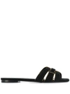 Saint Laurent Nu Pieds Suede And Leather Slides In Black