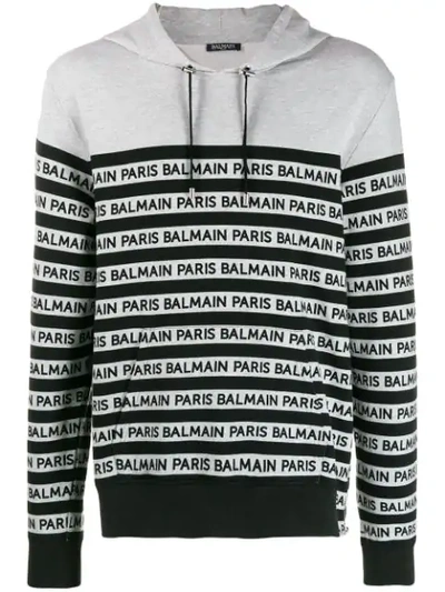 Balmain Logo Lettering Hoodie In Black