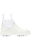 Prada Ridged Sole Chelsea Boots In White