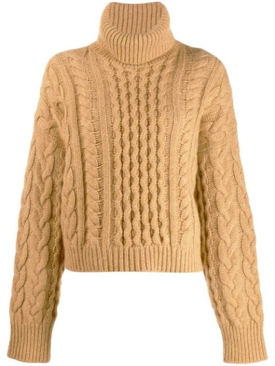 Alanui Roll-neck Cable-knit Jumper In Brown