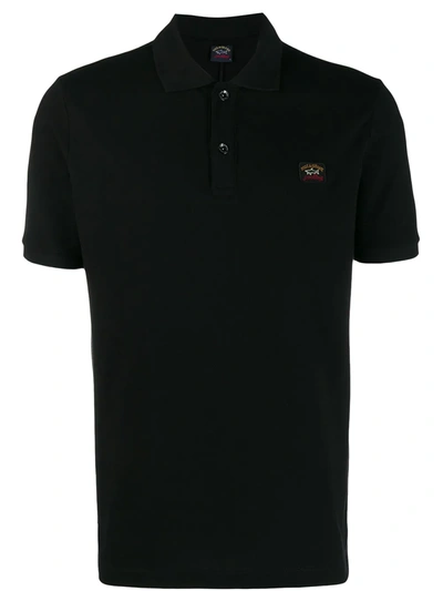 Paul & Shark Poloshirt Aus Bio-baumwoll-piqué Mit Ikonischem Badge In Black  | ModeSens