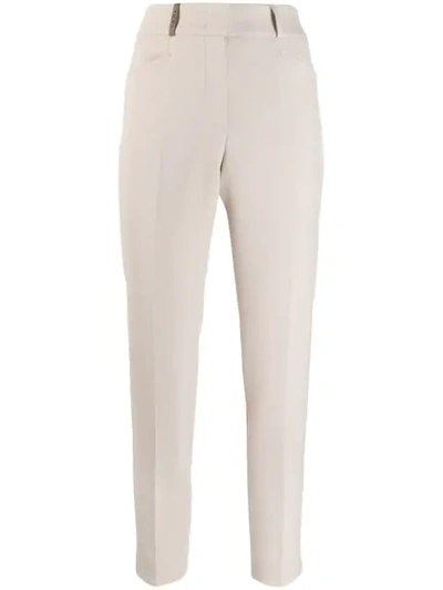 Peserico Tailored Slim-fit Trousers In Neutrals