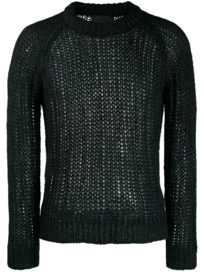 Prada Knitted See-through Sweater In Black