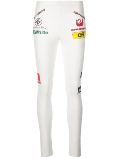 Off-white Multi Logo Stretch Jersey Leggings In White
