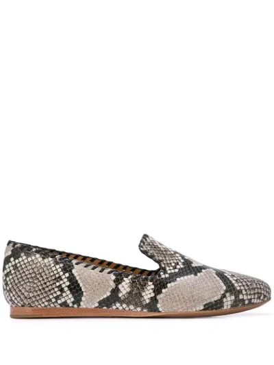 Veronica Beard Griffin Python-embossed Flat Loafers In Black